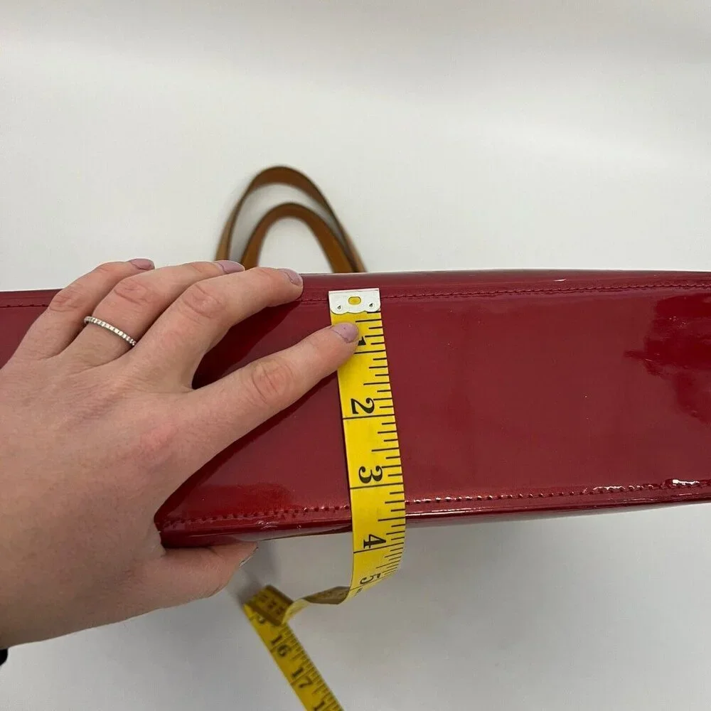 Louis Vuitton Tote Bag Brentwood Vernis Monogram Patent Leather Red Shoulder